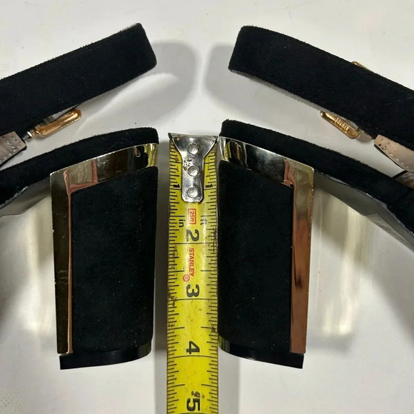 NIB!Spirit Moda Black -Peek toe -gold back heel Chucky shoes size 9 - Picture 9 of 12